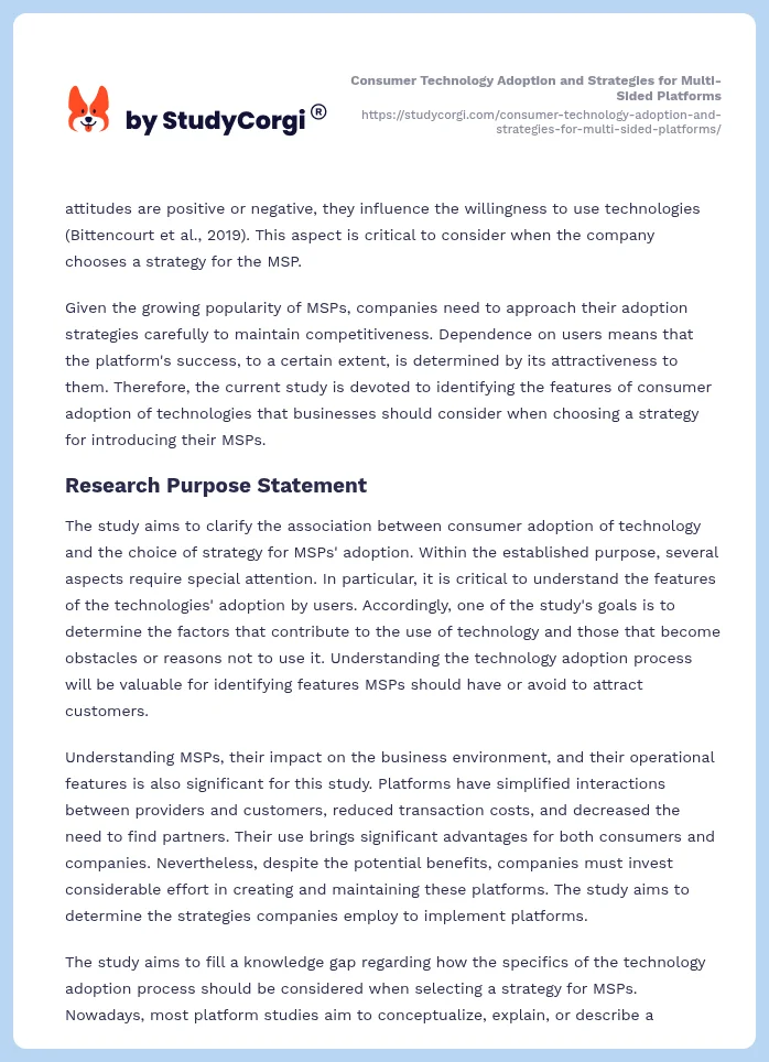 Consumer Technology Adoption and Strategies for Multi-Sided Platforms. Page 2