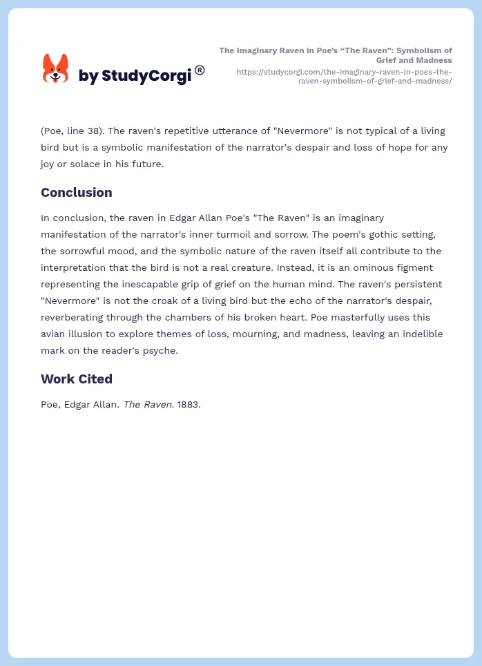 The Imaginary Raven in Poe’s “The Raven”: Symbolism of Grief and Madness. Page 2