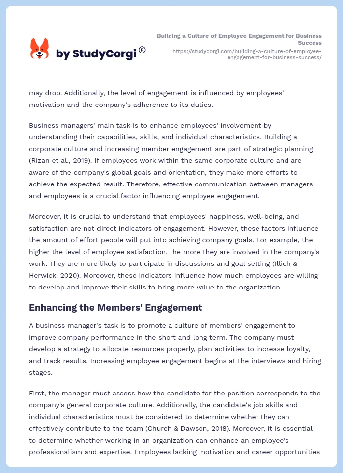 Building a Culture of Employee Engagement for Business Success. Page 2