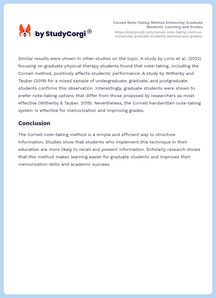 Cornell Note-Taking Method Enhancing Graduate Students’ Learning and Grades. Page 2