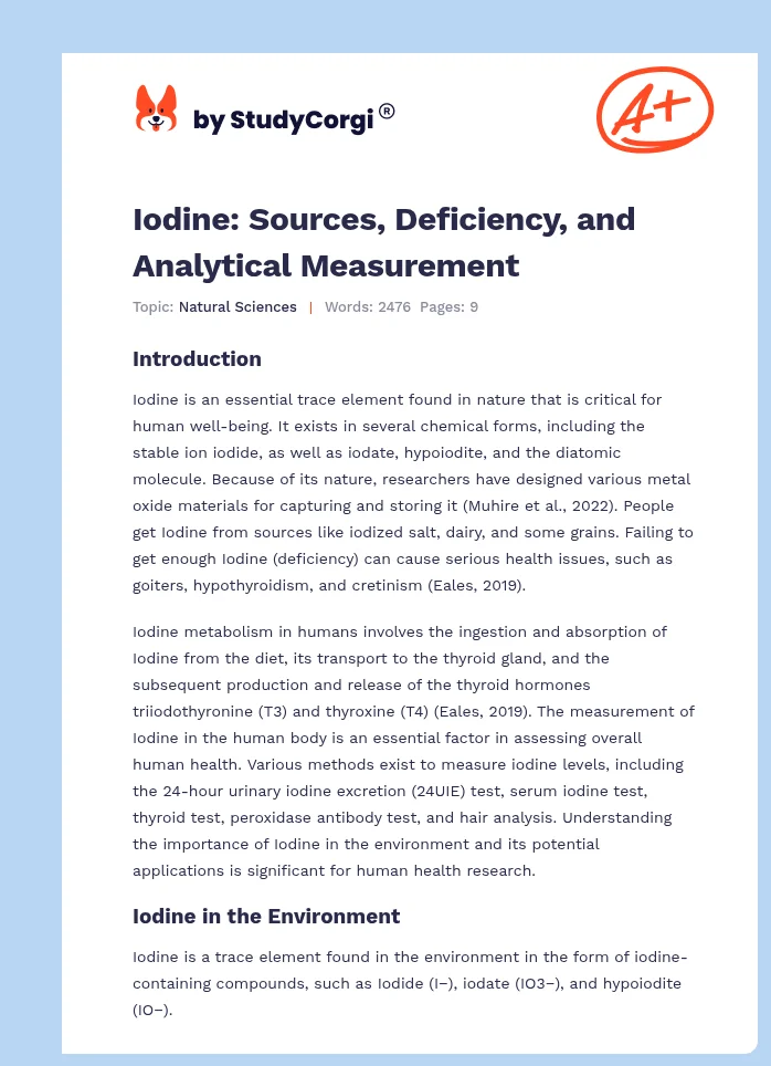 Iodine: Sources, Deficiency, and Analytical Measurement. Page 1