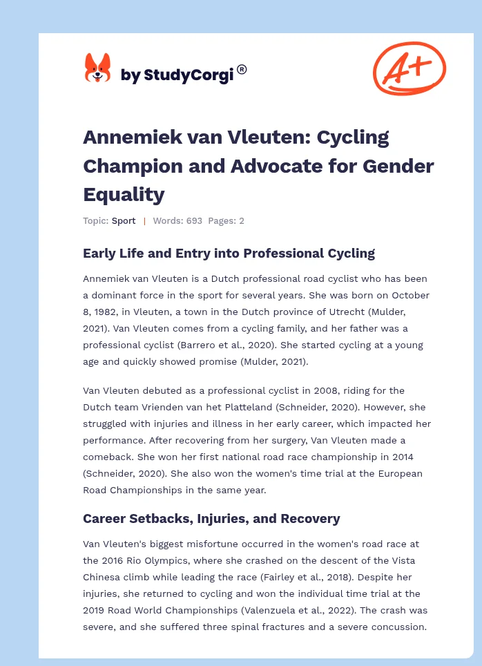 Annemiek van Vleuten: Cycling Champion and Advocate for Gender Equality. Page 1