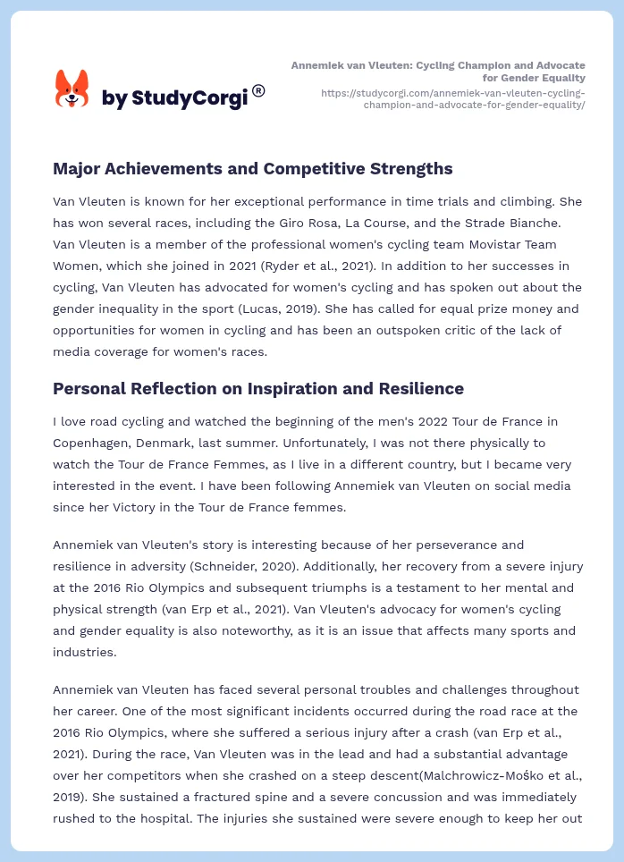 Annemiek van Vleuten: Cycling Champion and Advocate for Gender Equality. Page 2