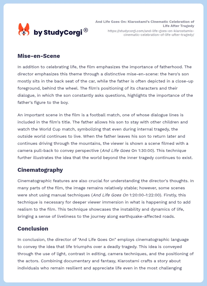 And Life Goes On: Kiarostami’s Cinematic Celebration of Life After Tragedy. Page 2