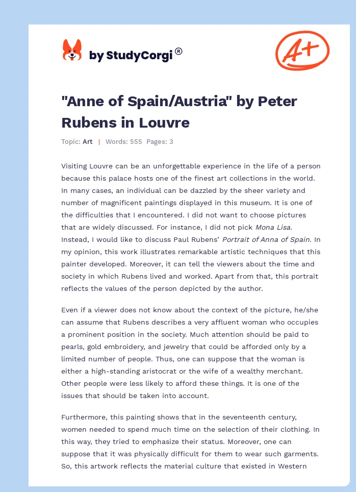 "Anne of Spain/Austria" by Peter Rubens in Louvre. Page 1