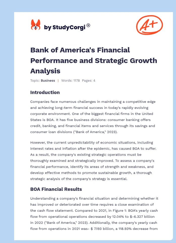 Bank of America's Financial Performance and Strategic Growth Analysis. Page 1