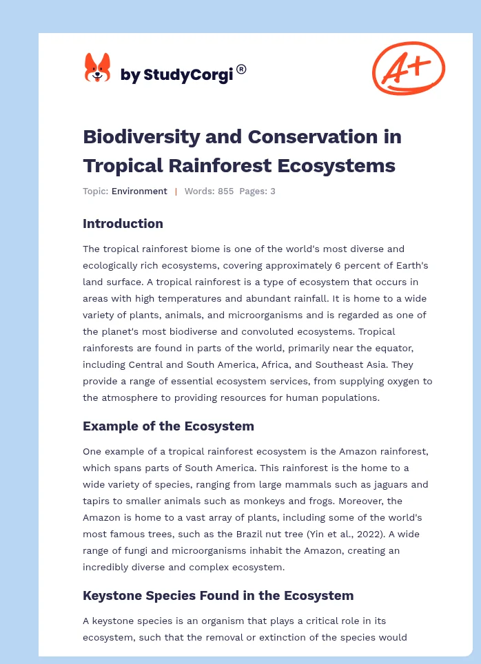 Biodiversity and Conservation in Tropical Rainforest Ecosystems. Page 1