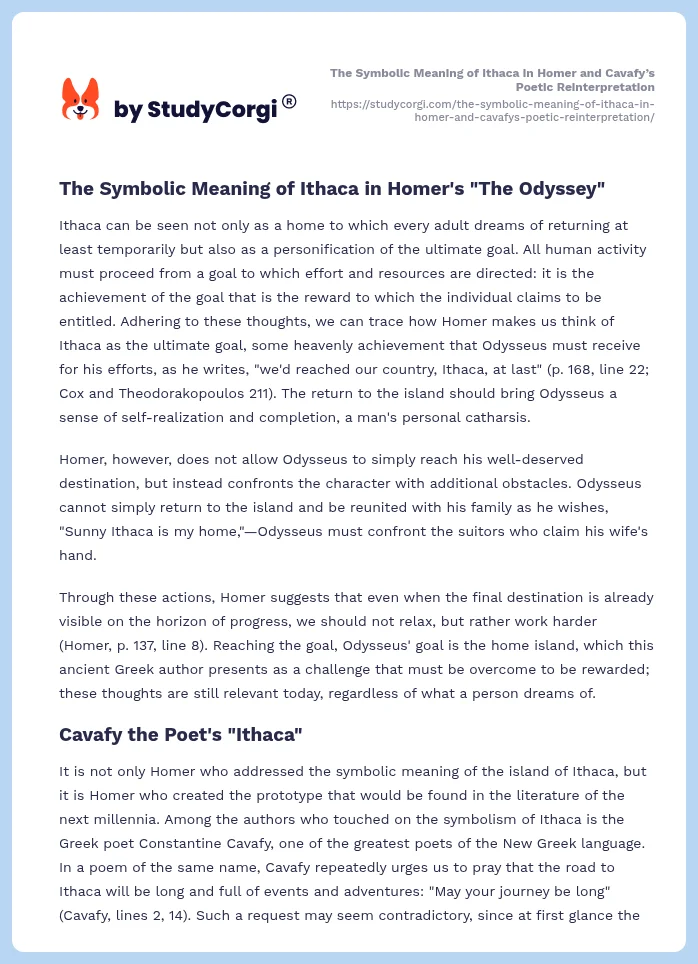 The Symbolic Meaning of Ithaca in Homer and Cavafy’s Poetic Reinterpretation. Page 2