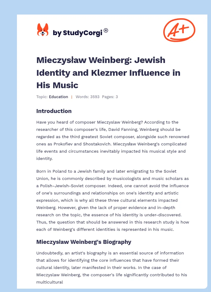 Mieczysław Weinberg: Jewish Identity and Klezmer Influence in His Music. Page 1