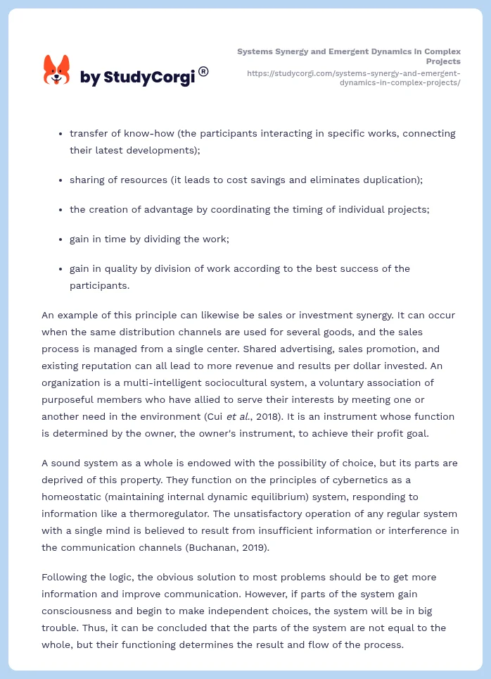 Systems Synergy and Emergent Dynamics in Complex Projects. Page 2