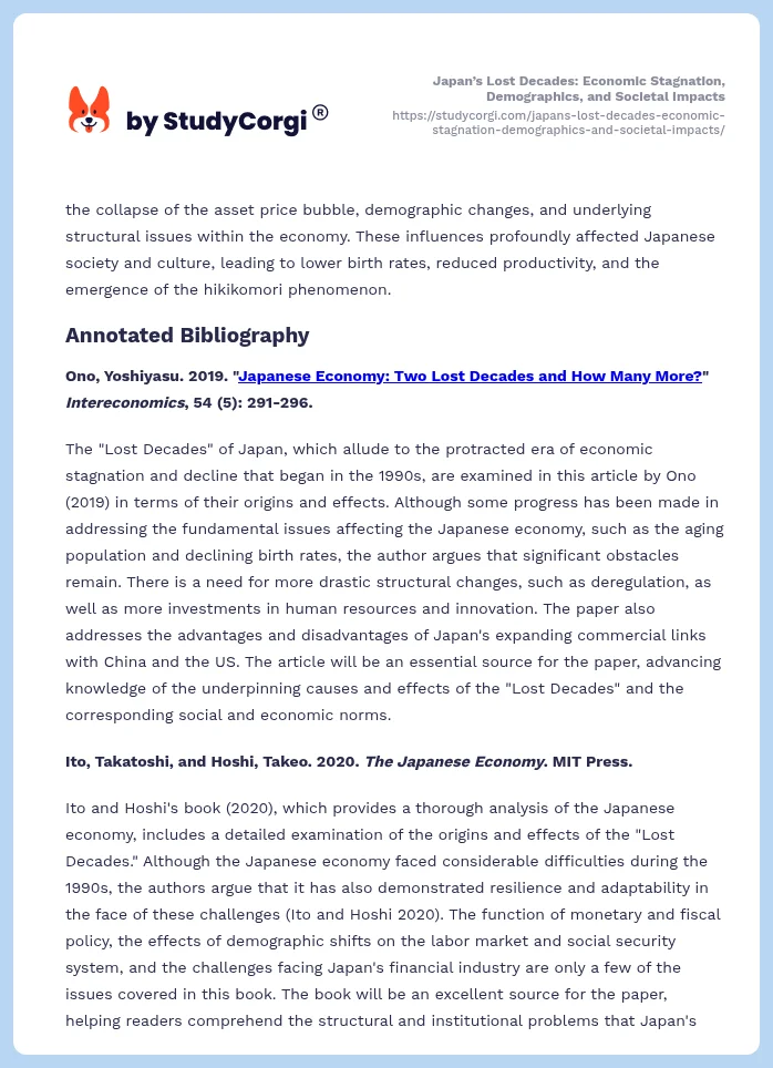 Japan’s Lost Decades: Economic Stagnation, Demographics, and Societal Impacts. Page 2