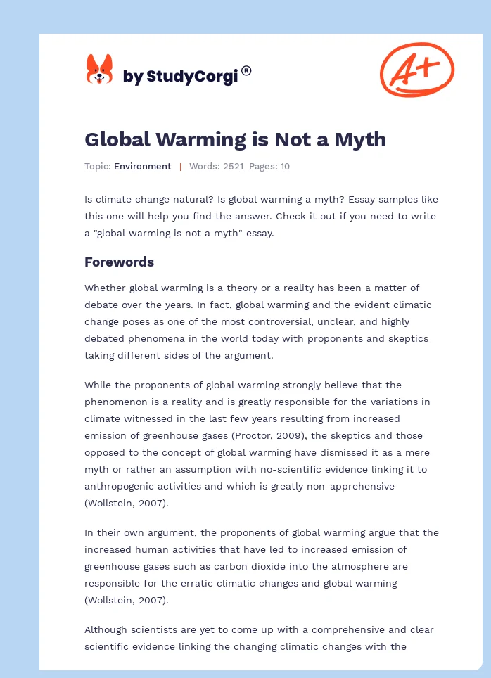 Global Warming is Not a Myth. Page 1