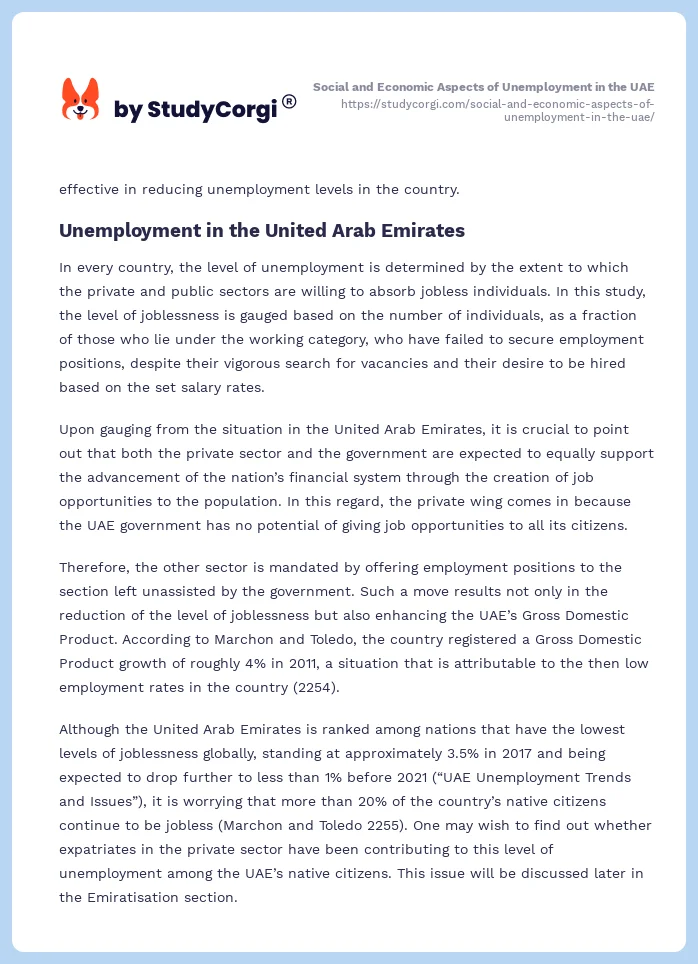 Social and Economic Aspects of Unemployment in the UAE. Page 2