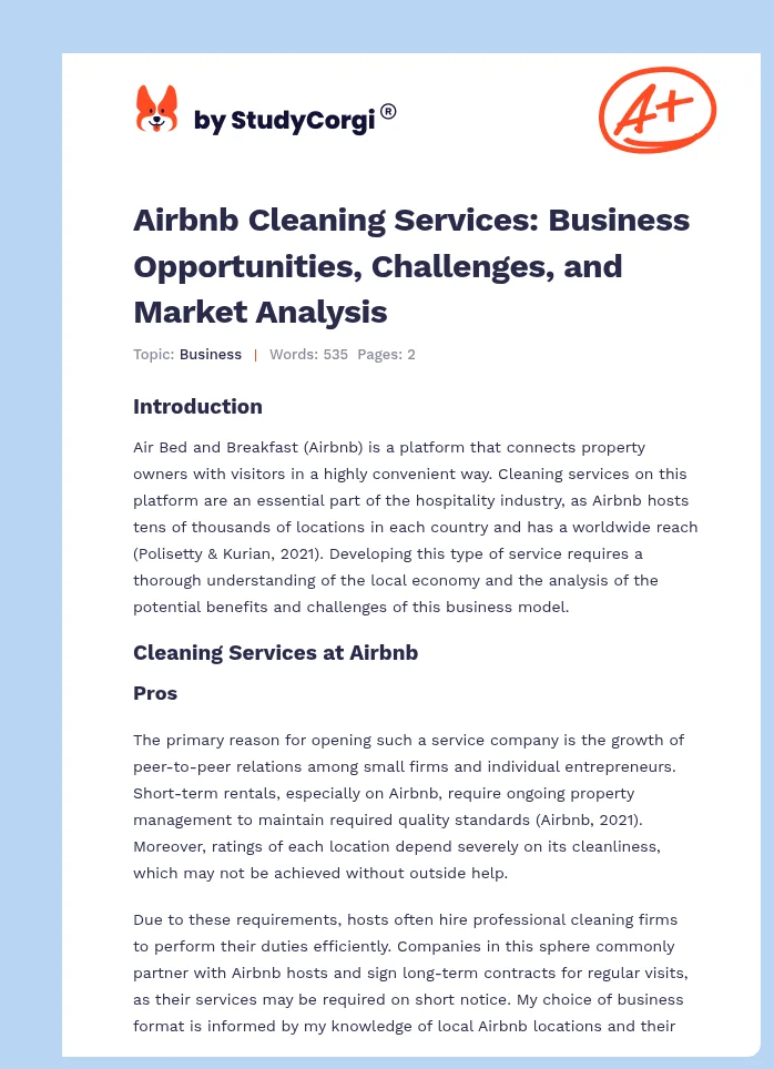 Airbnb Cleaning Services: Business Opportunities, Challenges, and Market Analysis. Page 1