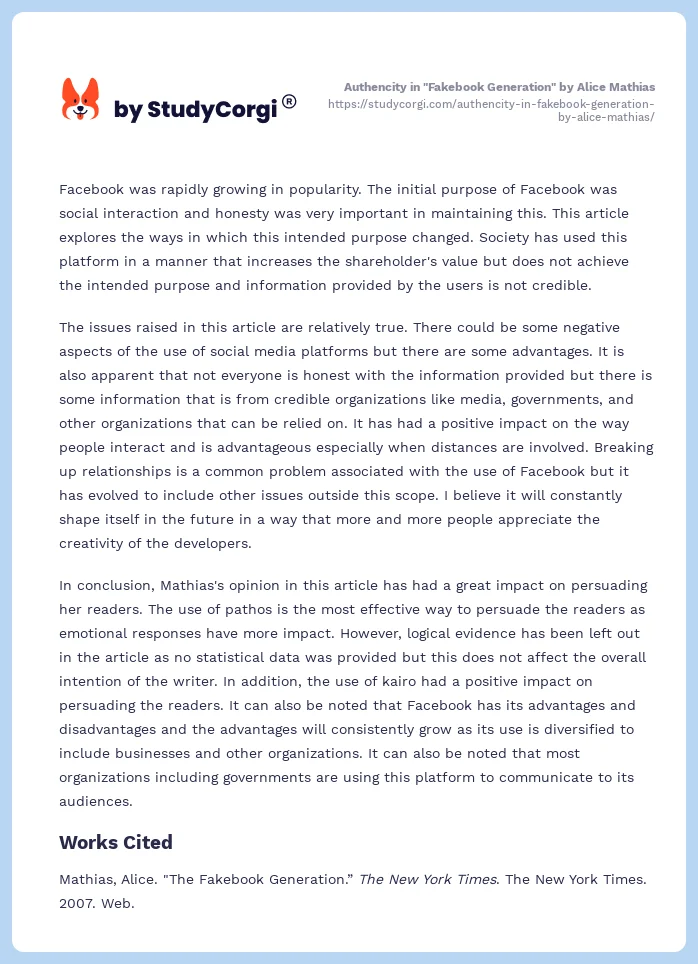 Authencity in "Fakebook Generation" by Alice Mathias. Page 2