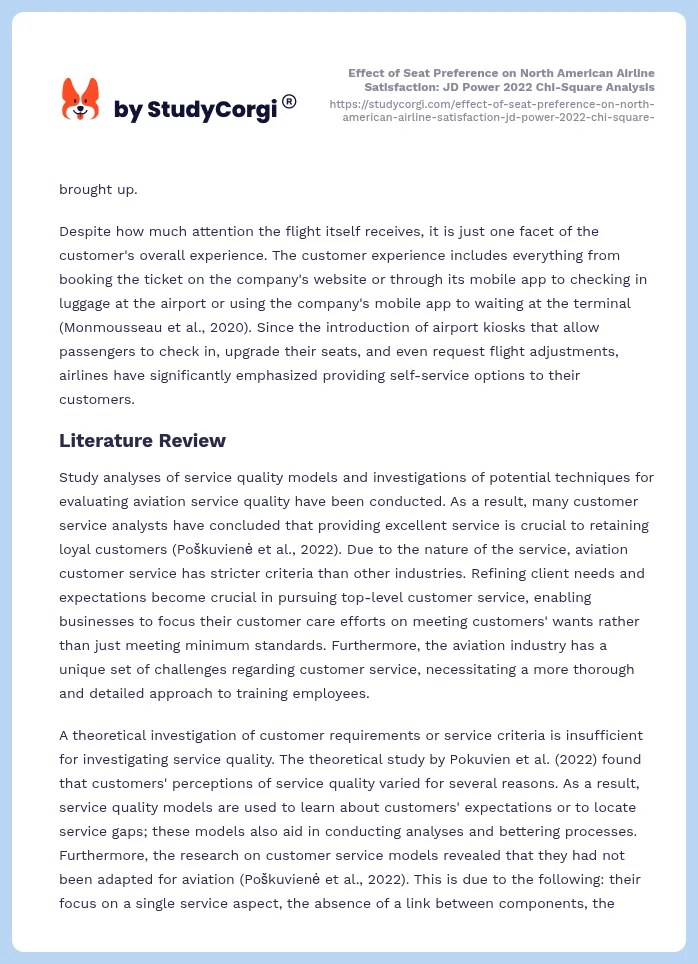 Effect of Seat Preference on North American Airline Satisfaction: JD Power 2022 Chi-Square Analysis. Page 2