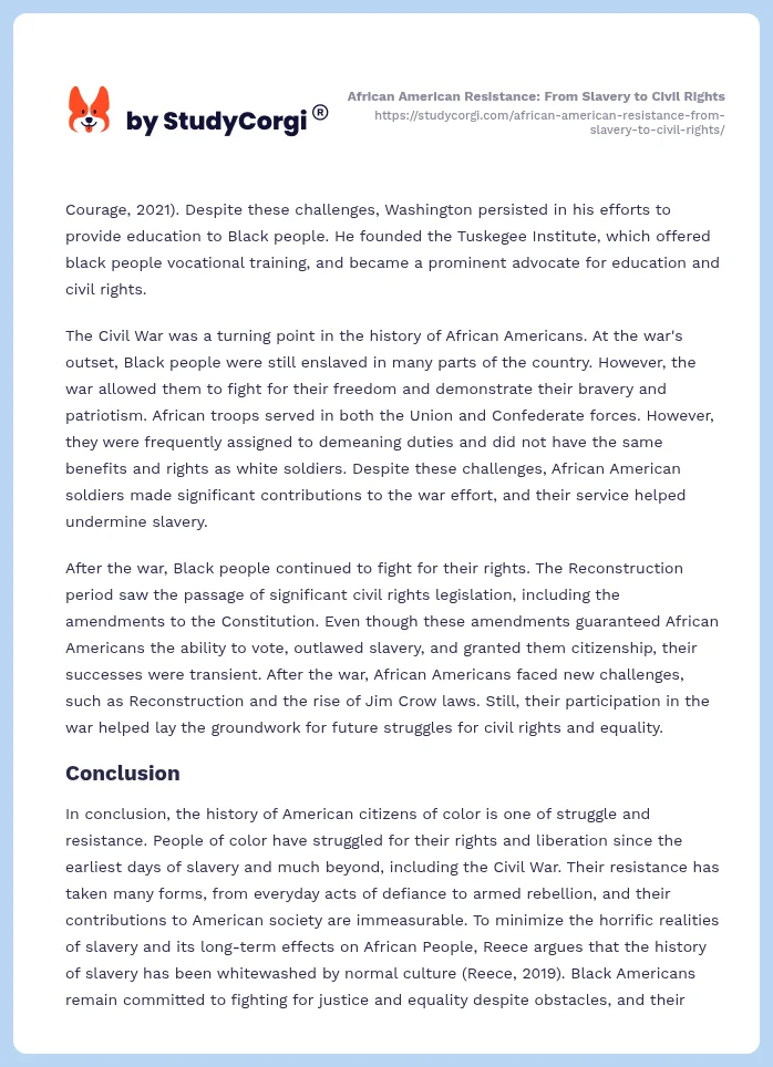 African American Resistance: From Slavery to Civil Rights. Page 2