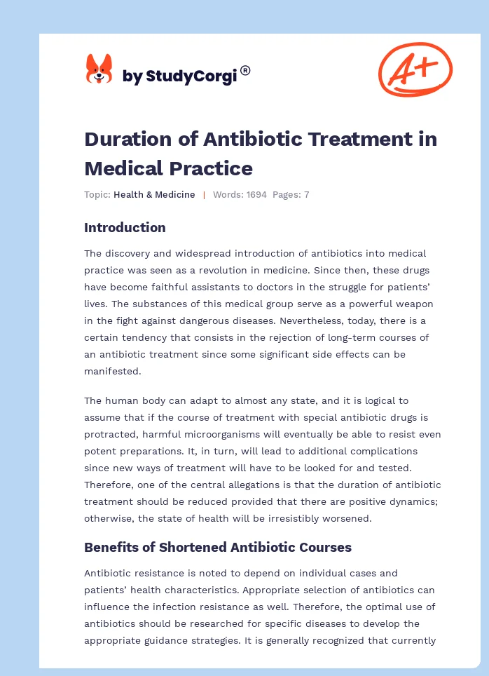 Duration of Antibiotic Treatment in Medical Practice. Page 1