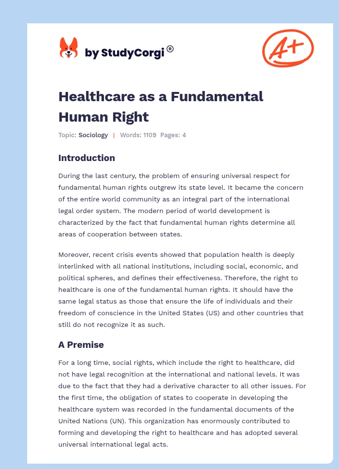 Healthcare as a Fundamental Human Right. Page 1
