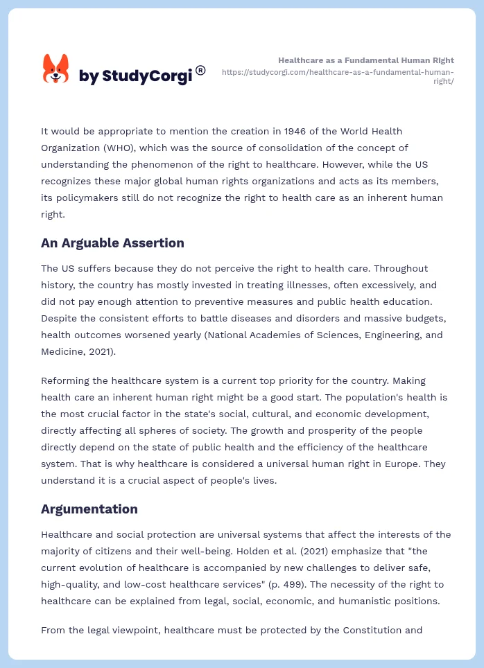Healthcare as a Fundamental Human Right. Page 2