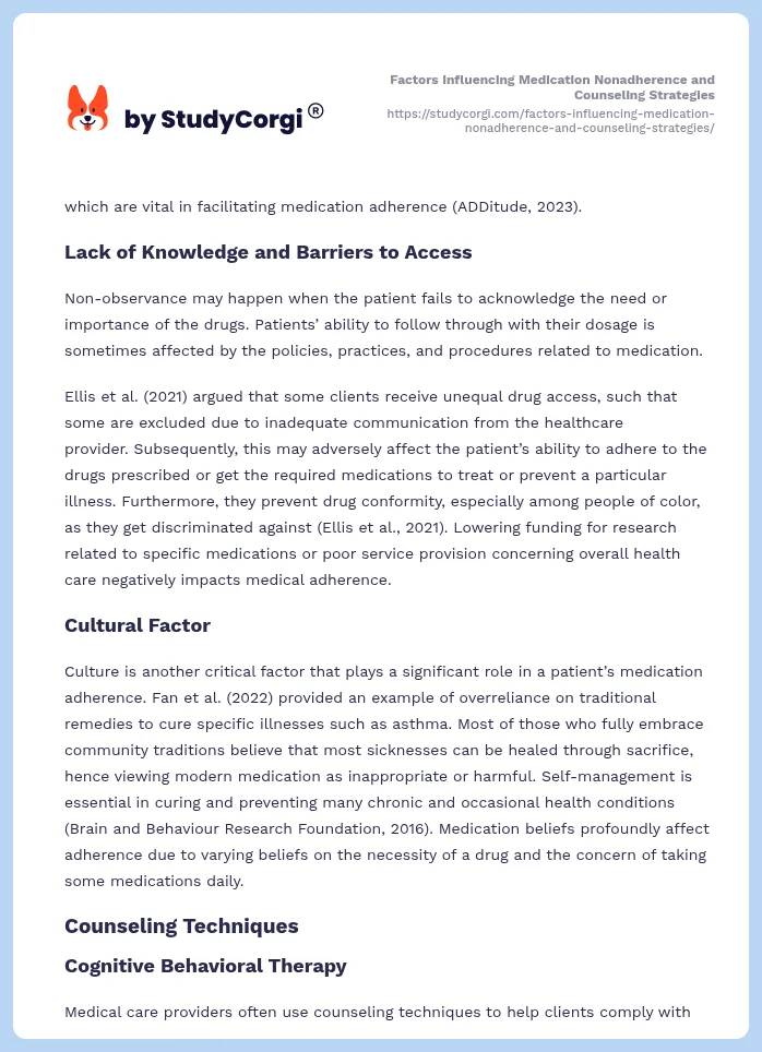 Factors Influencing Medication Nonadherence and Counseling Strategies. Page 2