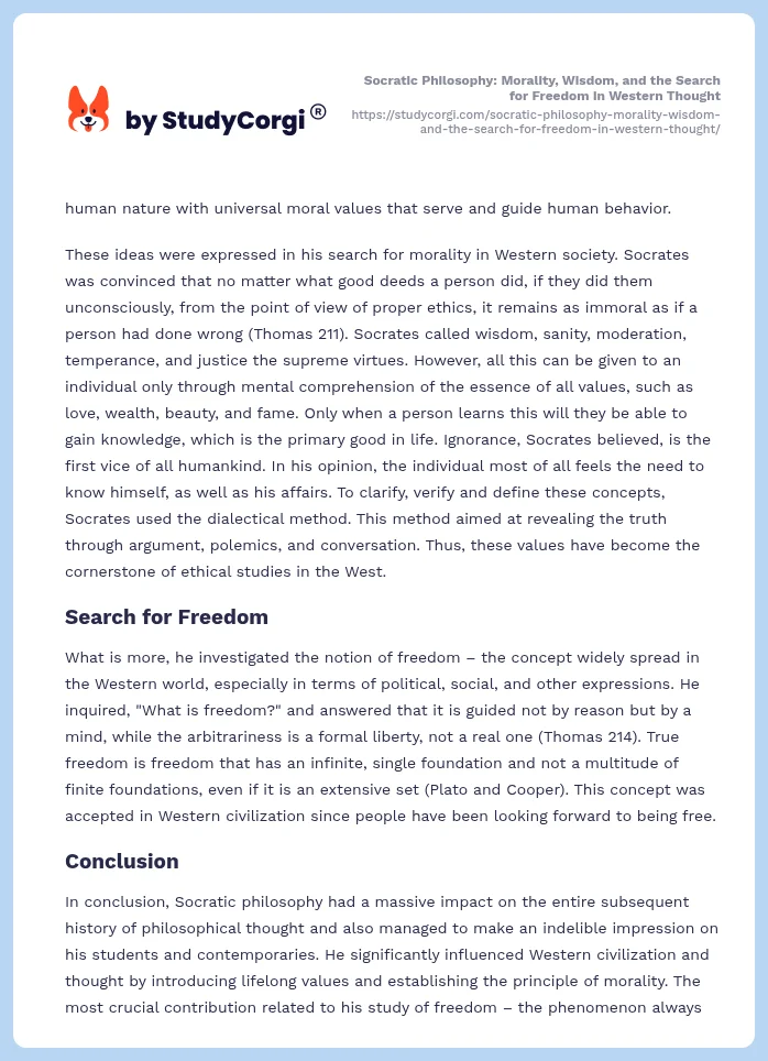 Socratic Philosophy: Morality, Wisdom, and the Search for Freedom in Western Thought. Page 2