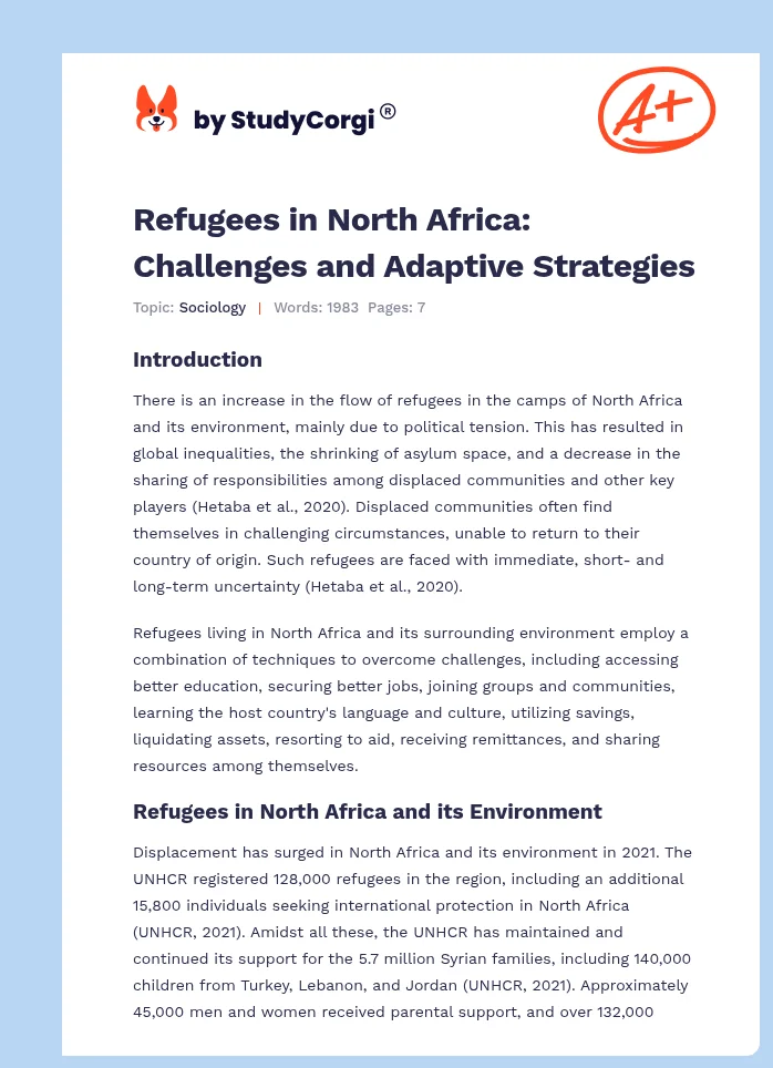 Refugees in North Africa: Challenges and Adaptive Strategies. Page 1