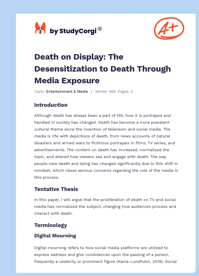 Death on Display: The Desensitization to Death Through Media Exposure. Page 1