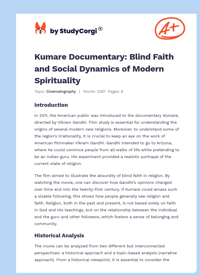 Kumare Documentary: Blind Faith and Social Dynamics of Modern Spirituality. Page 1