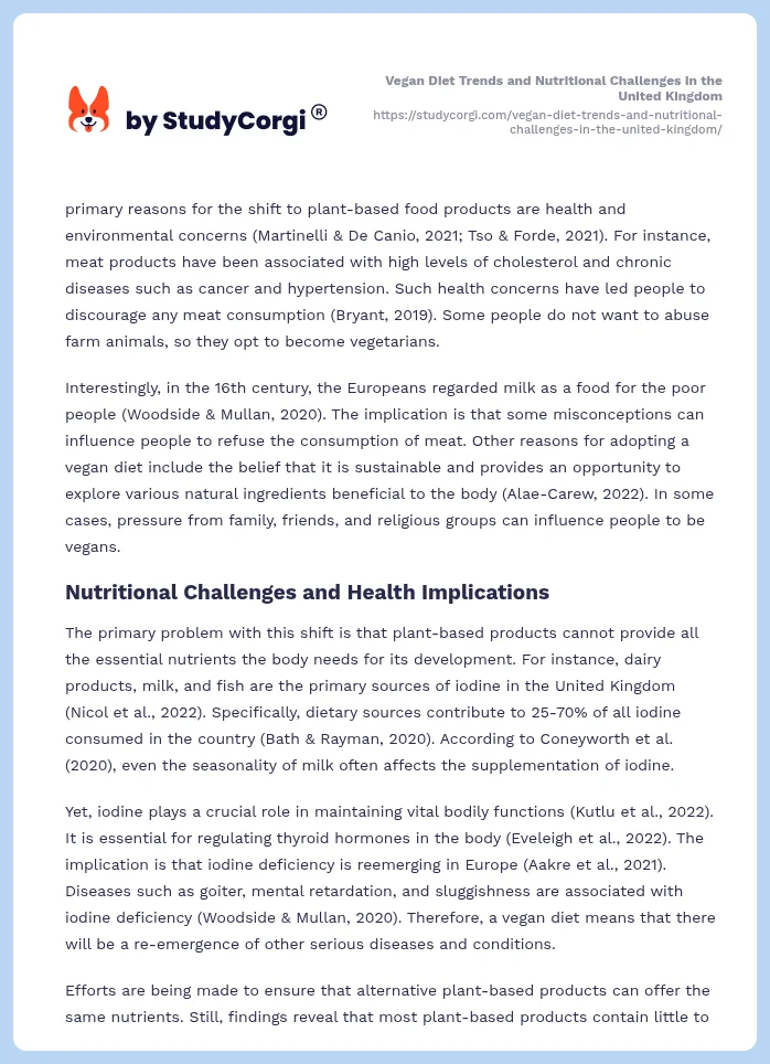 Vegan Diet Trends and Nutritional Challenges in the United Kingdom. Page 2
