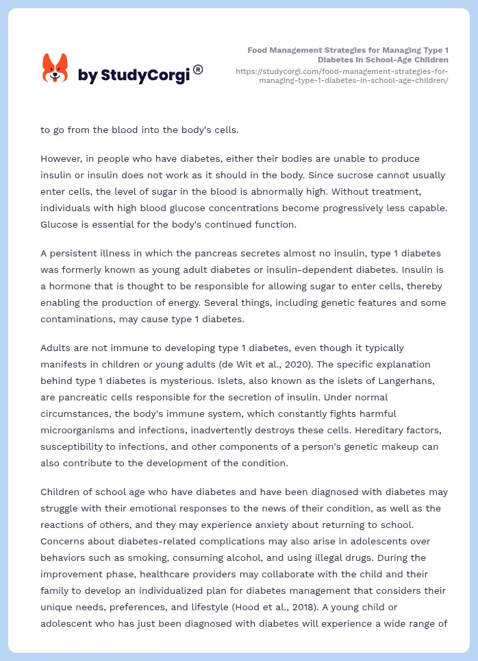 Food Management Strategies for Managing Type 1 Diabetes in School-Age Children. Page 2