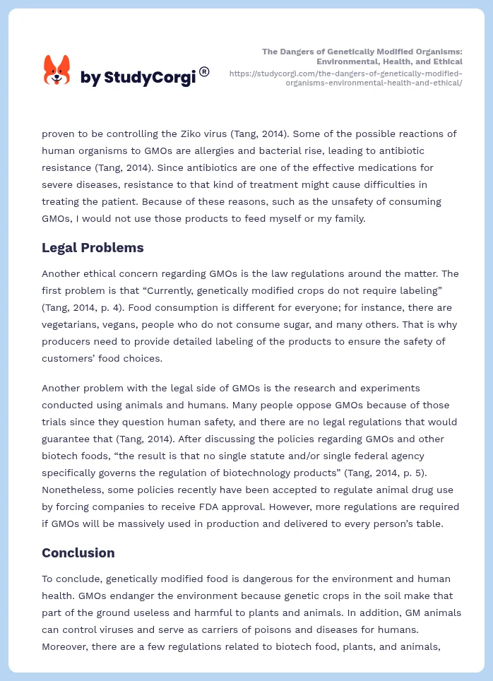 The Dangers of Genetically Modified Organisms: Environmental, Health, and Ethical. Page 2