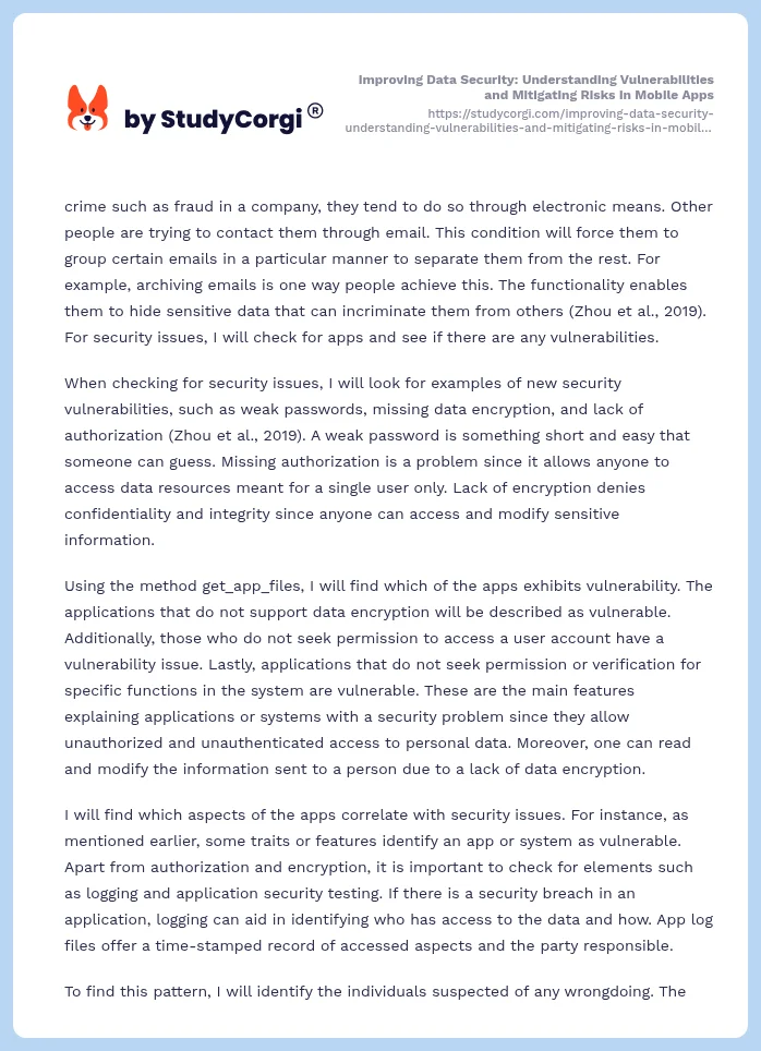 Improving Data Security: Understanding Vulnerabilities and Mitigating Risks in Mobile Apps. Page 2