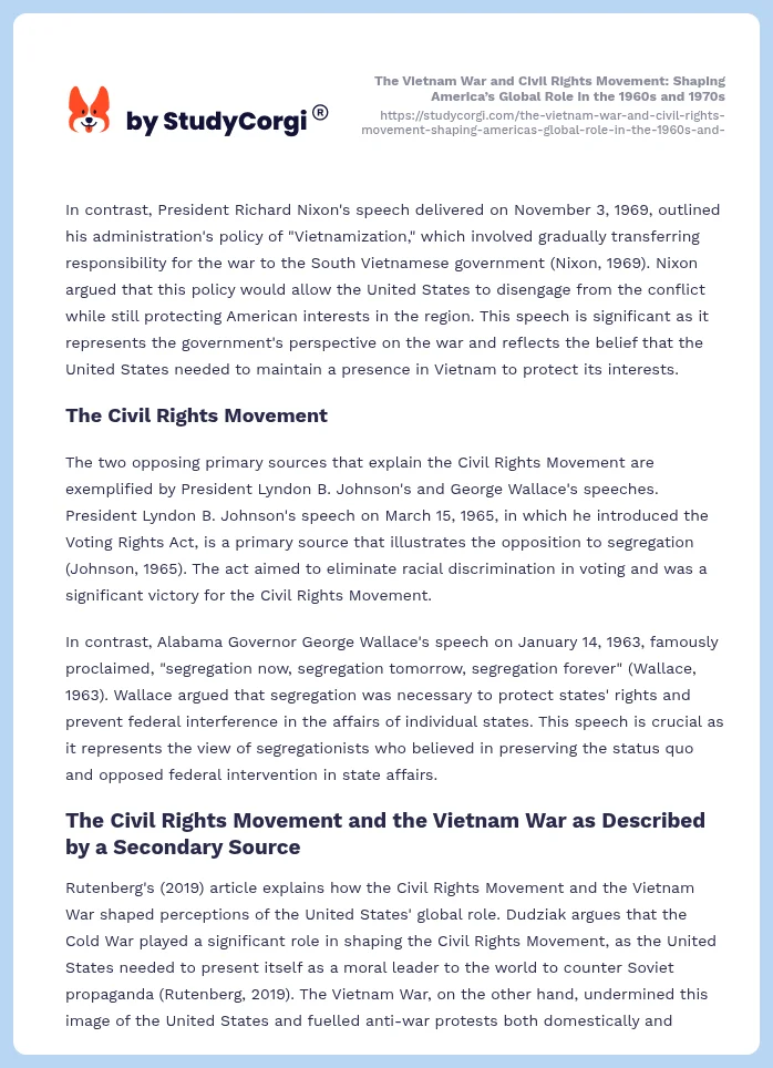 The Vietnam War and Civil Rights Movement: Shaping America’s Global Role in the 1960s and 1970s. Page 2