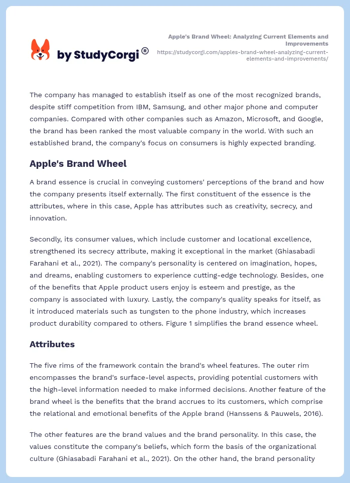 Apple's Brand Wheel: Analyzing Current Elements and Improvements. Page 2