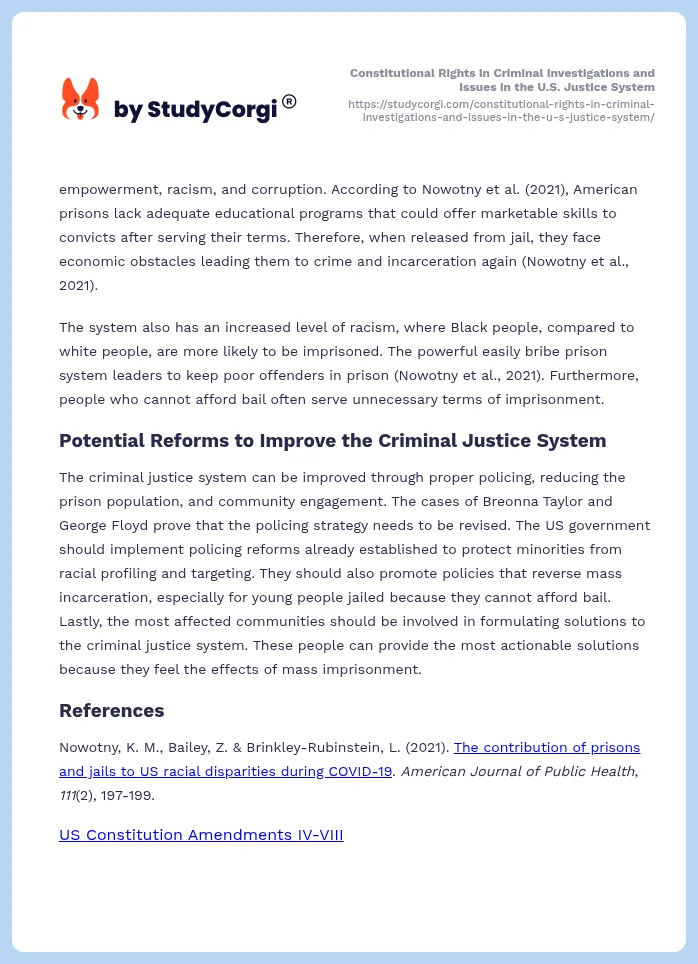 Constitutional Rights in Criminal Investigations and Issues in the U.S. Justice System. Page 2