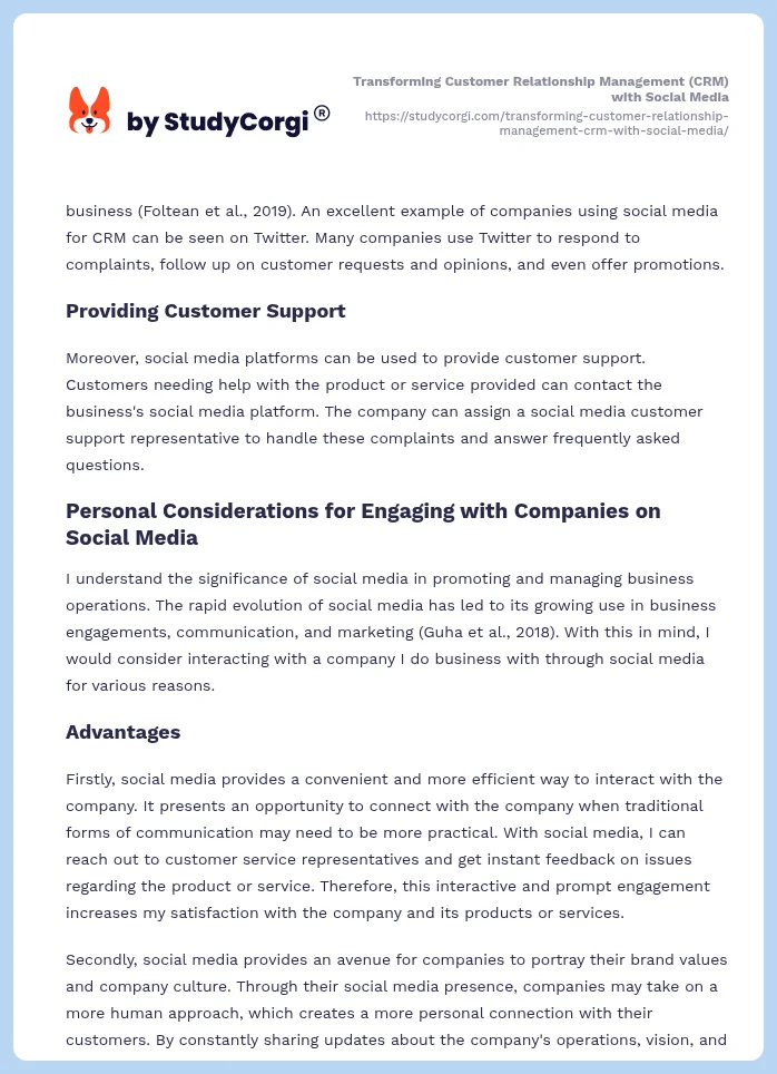 Transforming Customer Relationship Management (CRM) with Social Media. Page 2