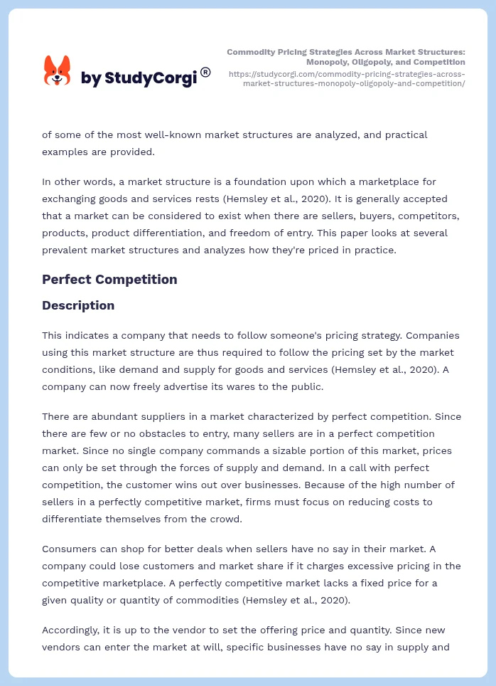 Commodity Pricing Strategies Across Market Structures: Monopoly, Oligopoly, and Competition. Page 2
