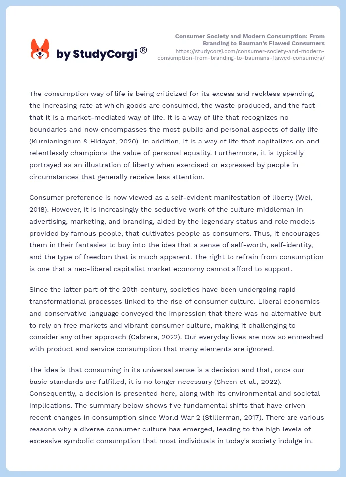 Consumer Society and Modern Consumption: From Branding to Bauman’s Flawed Consumers. Page 2
