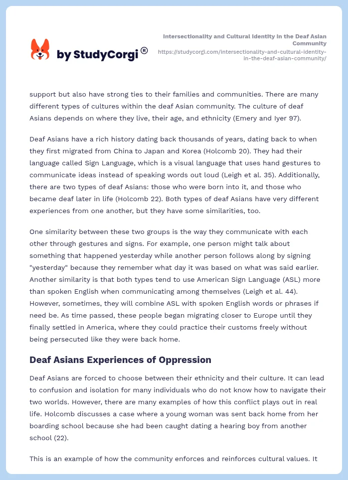Intersectionality and Cultural Identity in the Deaf Asian Community. Page 2