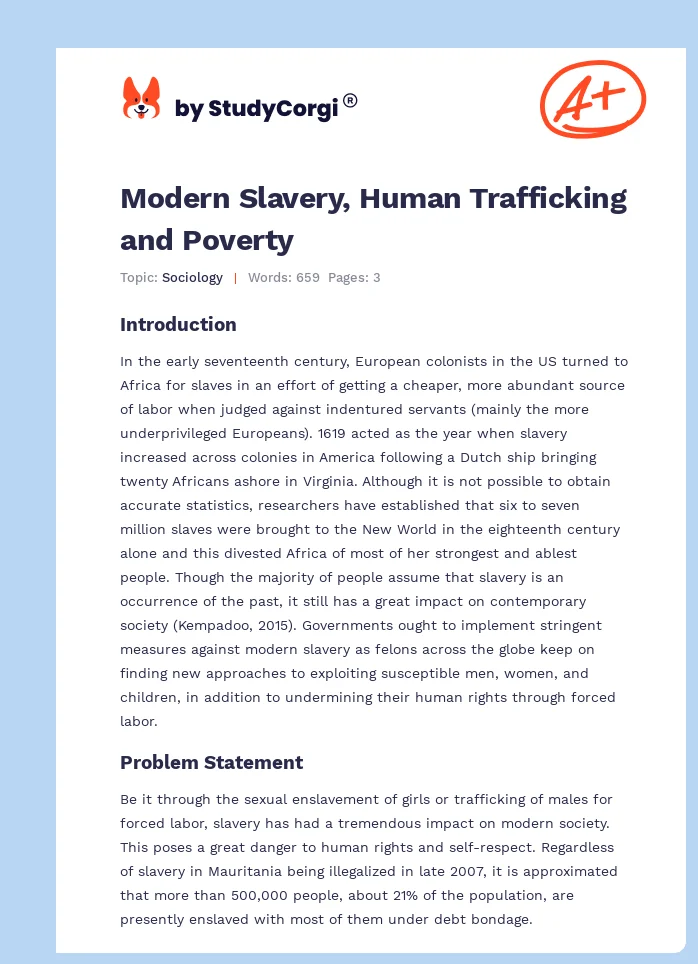 Modern Slavery, Human Trafficking and Poverty. Page 1