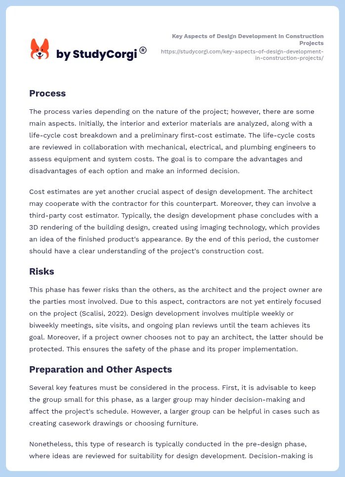 Key Aspects of Design Development in Construction Projects. Page 2