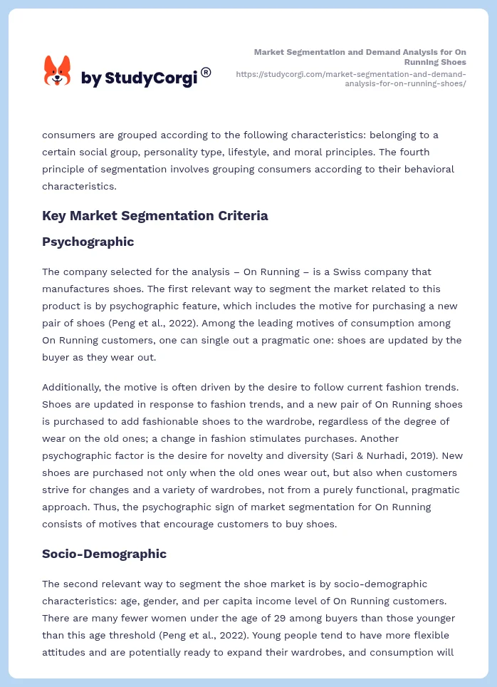 Market Segmentation and Demand Analysis for On Running Shoes. Page 2