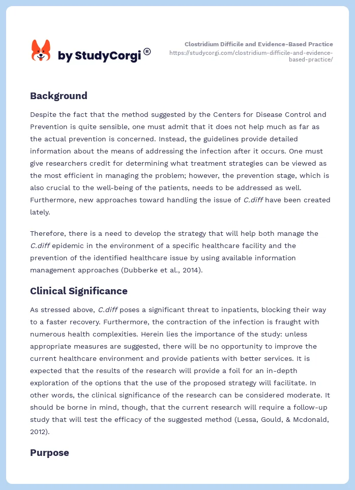 Clostridium Difficile and Evidence-Based Practice. Page 2