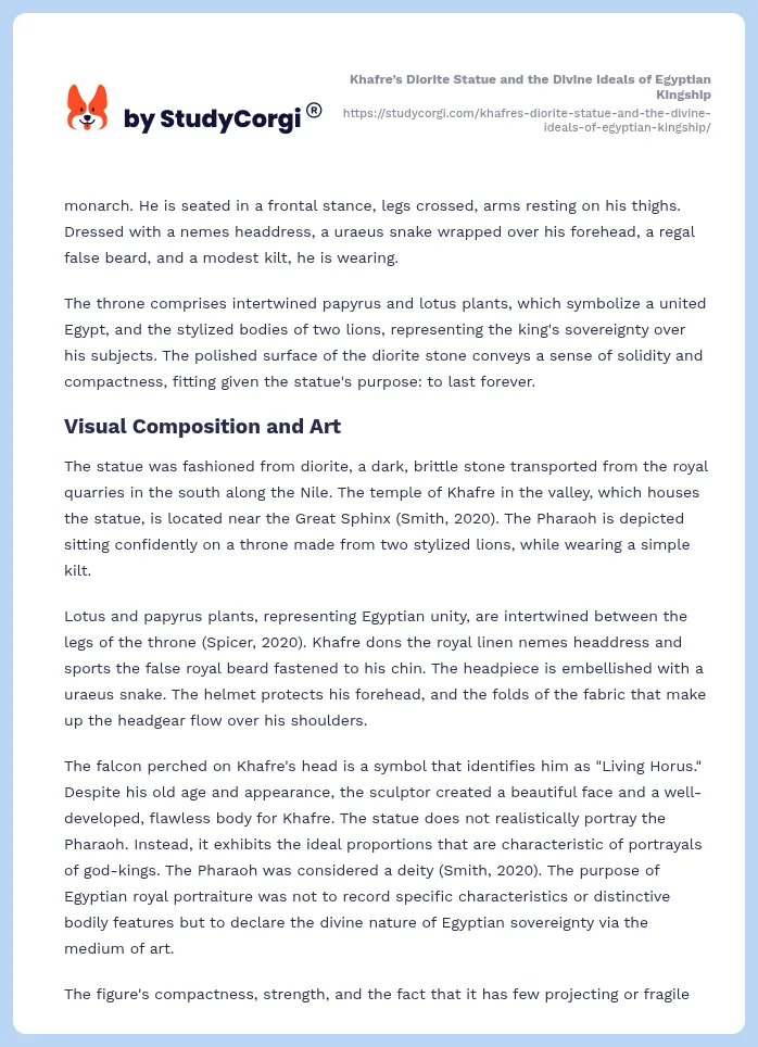 Khafre’s Diorite Statue and the Divine Ideals of Egyptian Kingship. Page 2