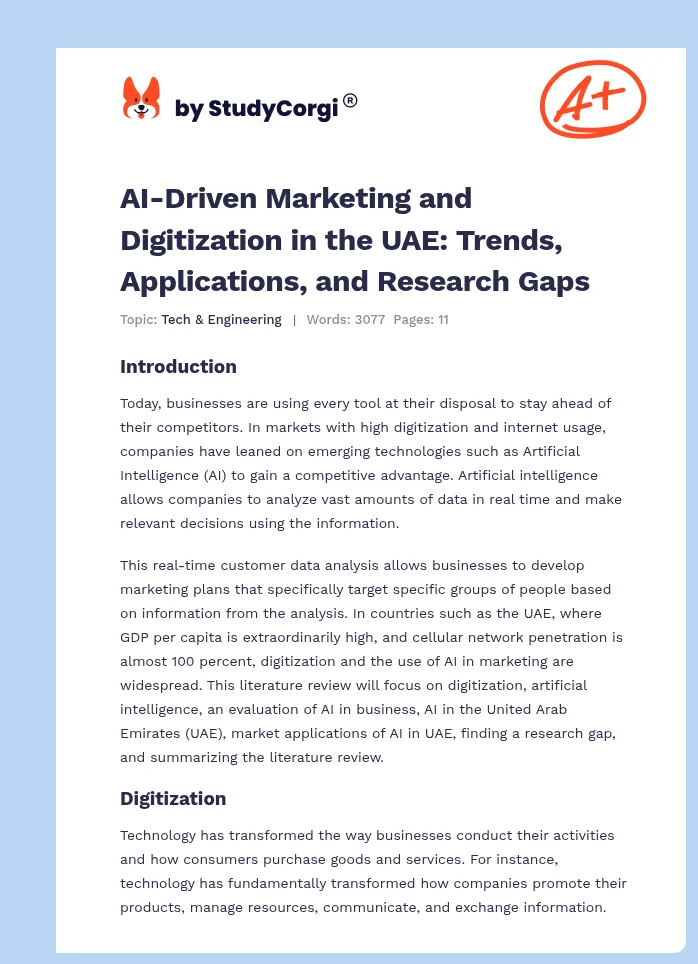 AI-Driven Marketing and Digitization in the UAE: Trends, Applications, and Research Gaps. Page 1