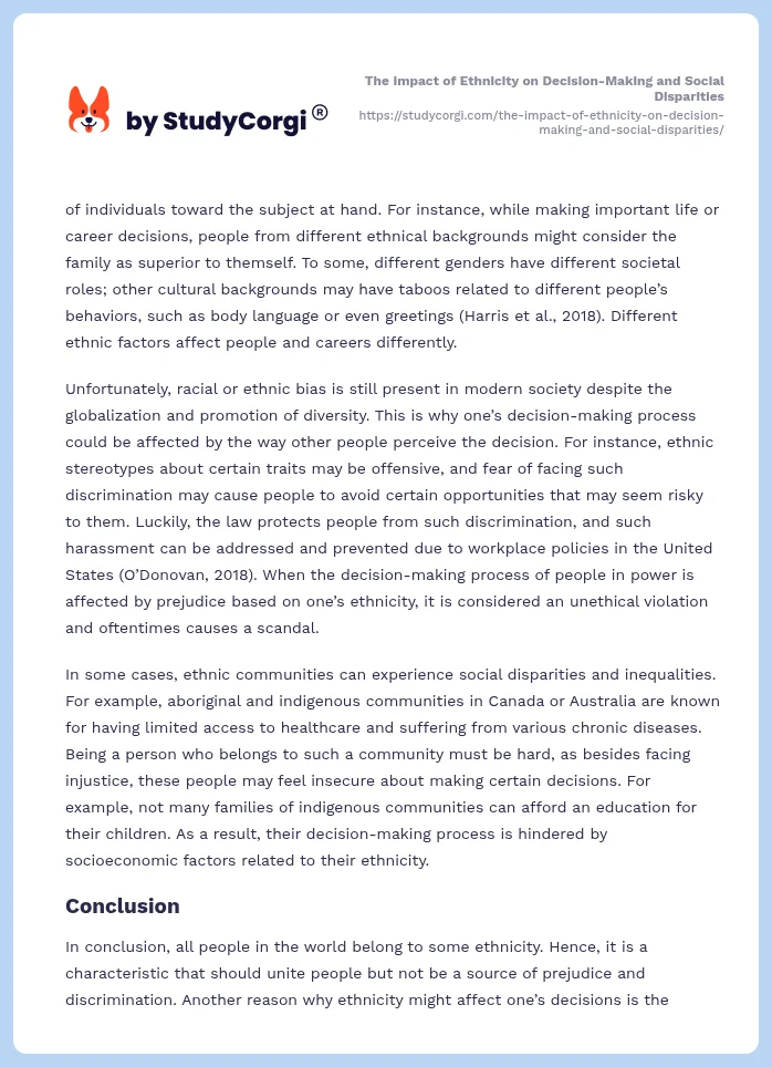 The Impact of Ethnicity on Decision-Making and Social Disparities. Page 2