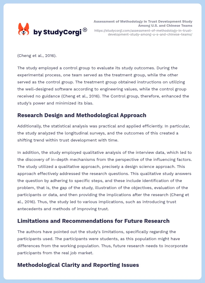 Assessment of Methodology in Trust Development Study Among U.S. and Chinese Teams. Page 2