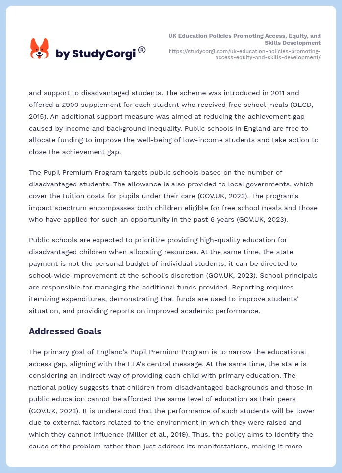 UK Education Policies Promoting Access, Equity, and Skills Development. Page 2