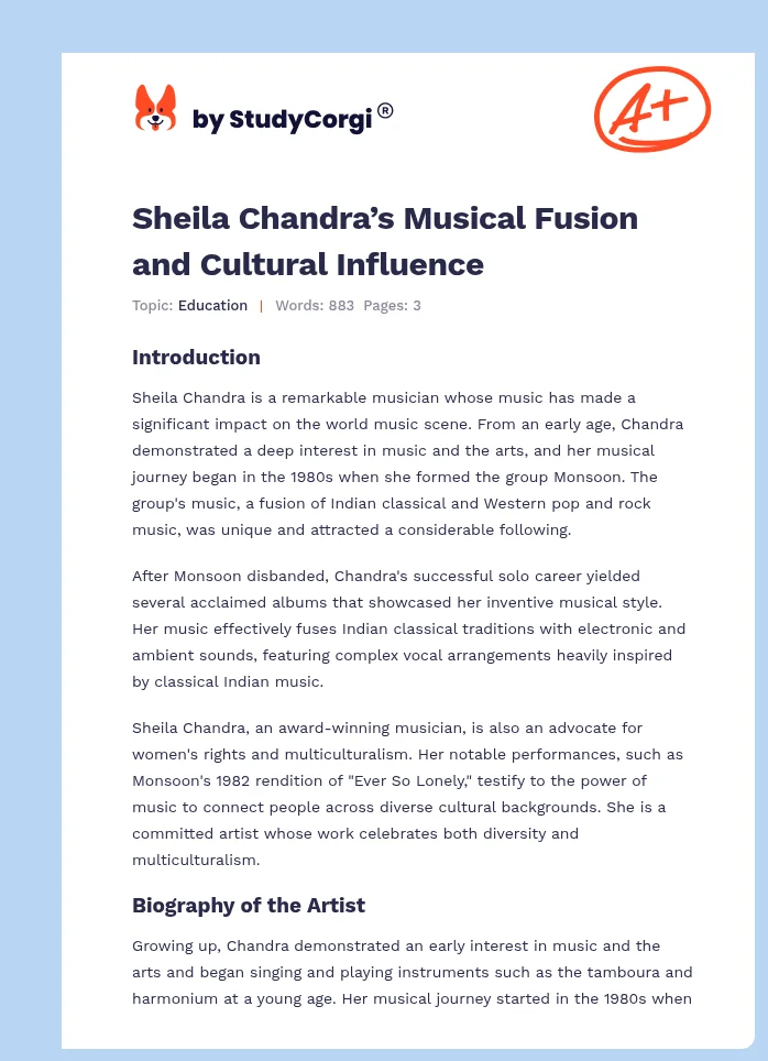 Sheila Chandra’s Musical Fusion and Cultural Influence. Page 1